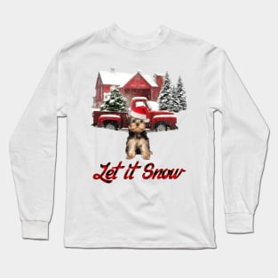 Yorkshire Terrier Let It Snow Tree Farm Red Truck Christmas Long Sleeve T-Shirt